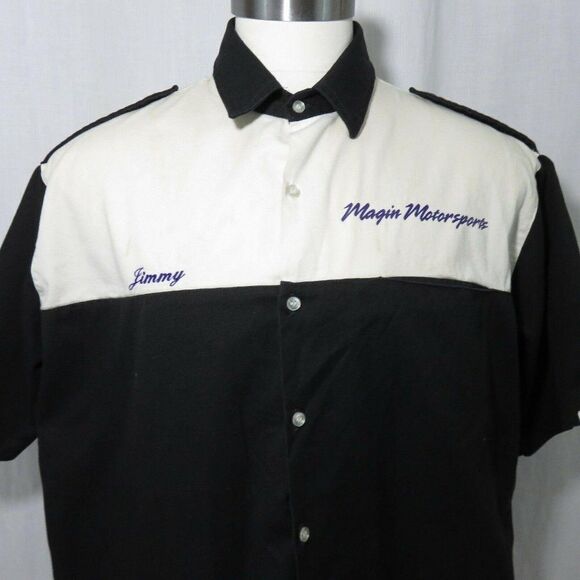 Vtg Simpson Racing XL Button Front Shirt Black White Magic Motorsports Sanderson - Picture 1 of 11